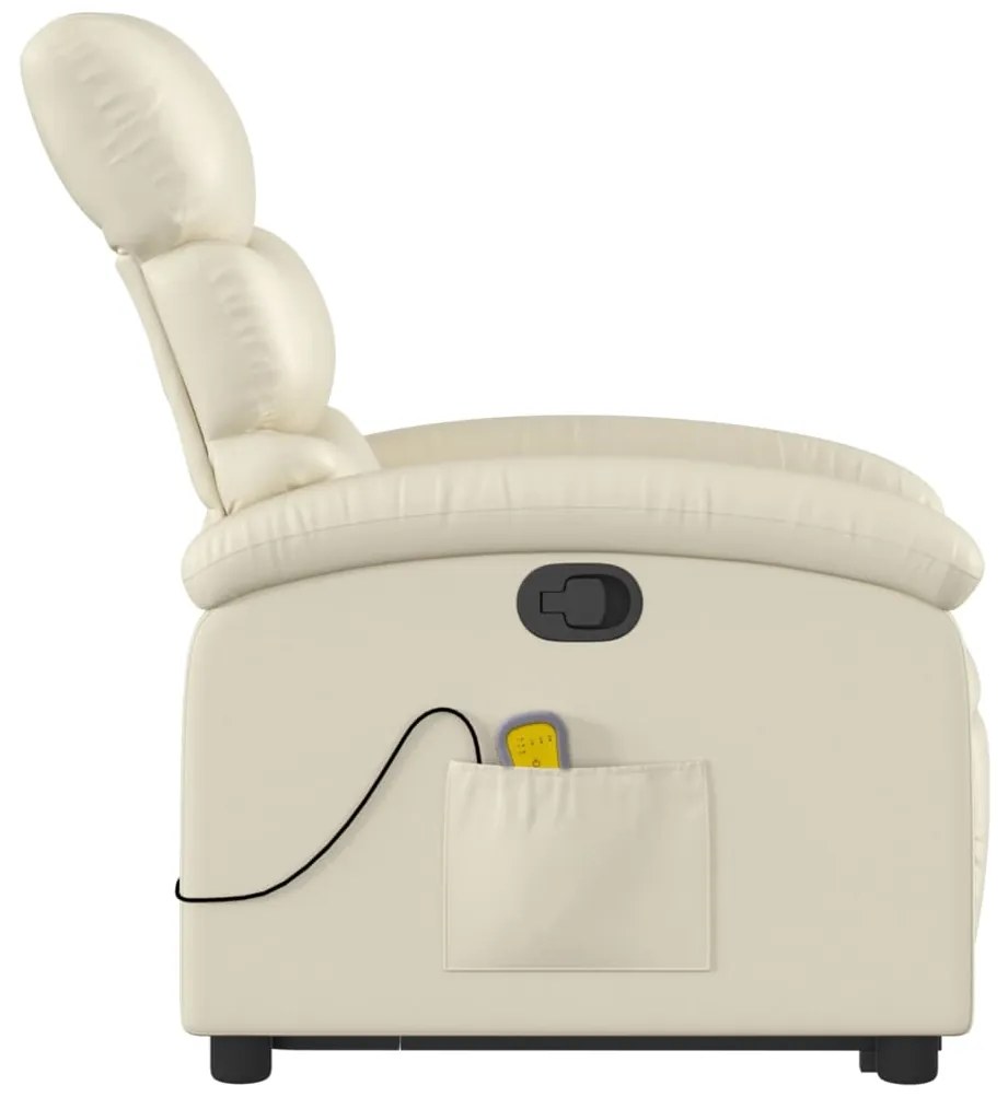 Poltrona reclinável de massagens couro artificial cor creme