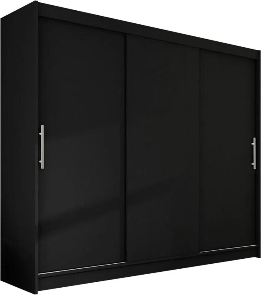Roupeiro Closico 118, Preto, 215x250x58cm, 191.5 kg, Portas para roupeiro: Deslizante, Número de prateleiras: 9, Número de prateleiras: 9