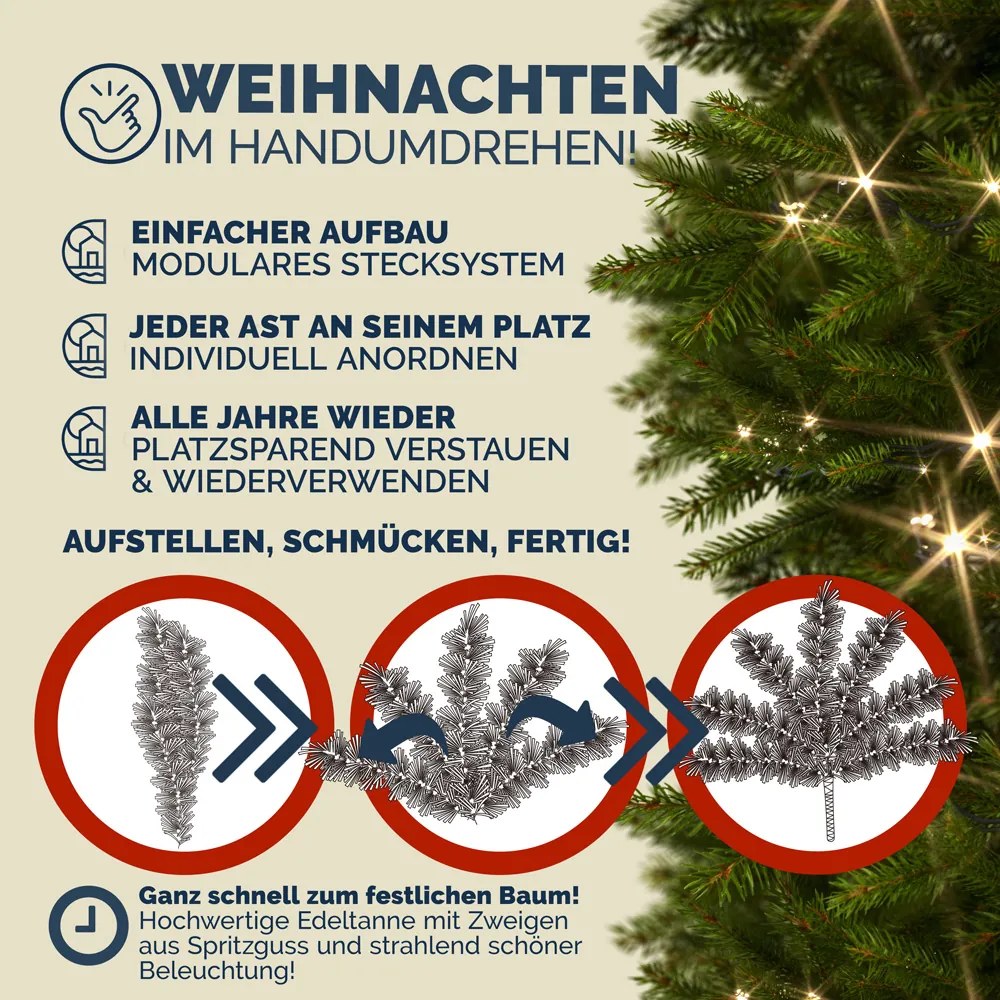 Árvore de Natal artificial com luzes (branco quente) Ø48 x 140 cm Verde