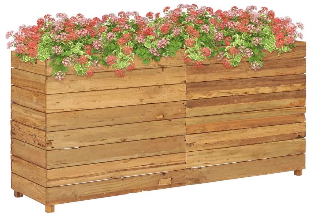 vidaXL Vaso/floreira 150x40x72 cm madeira de teca reciclada e aço