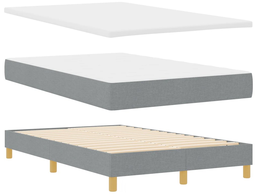 Cama Box Spring com Colchão Cinza Claro 120x190 cm Tecido