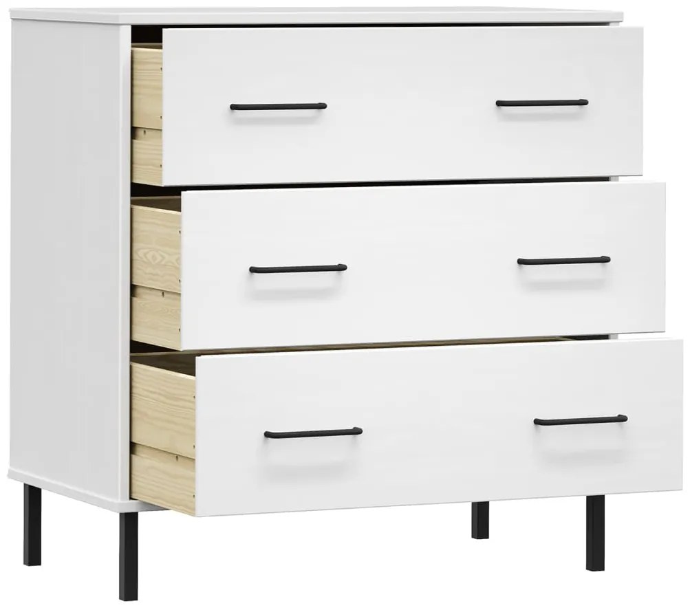 Aparador 3 gavetas 77x40x79,5 cm madeira maciça OSLO branco