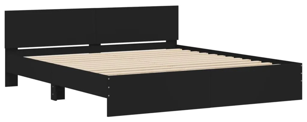 Estrutura de cama com cabeceira 200x200 cm preto
