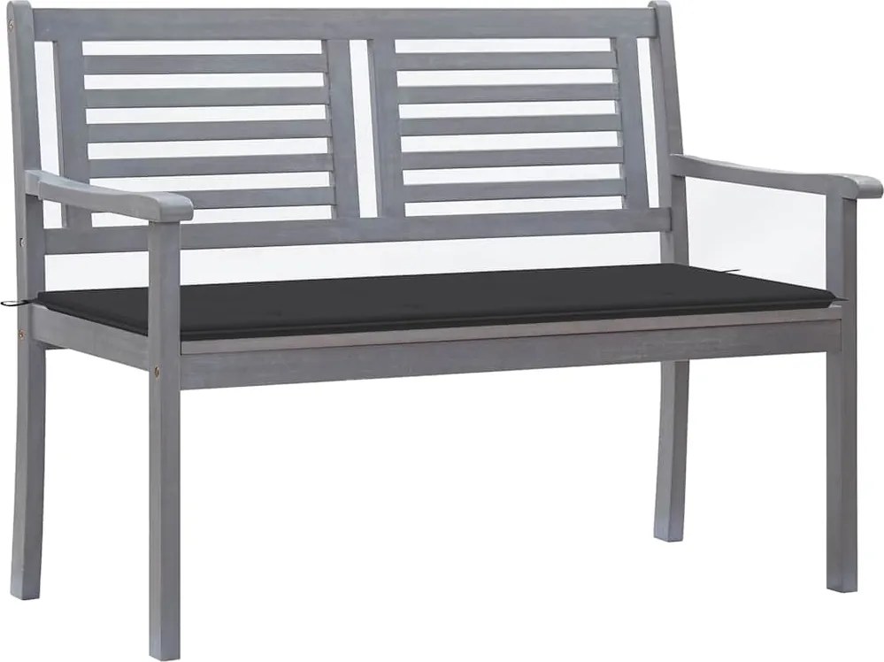 vidaXL Banco de jardim 2 lugares c/ almofadão 120 cm eucalipto cinza