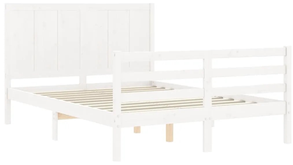 Estrutura de cama com cabeceira 140x200cm madeira maciça branco