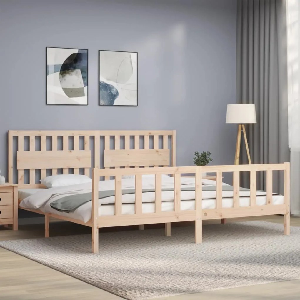 Cama sem colchão 200x200 cm madeira de pinho maciça