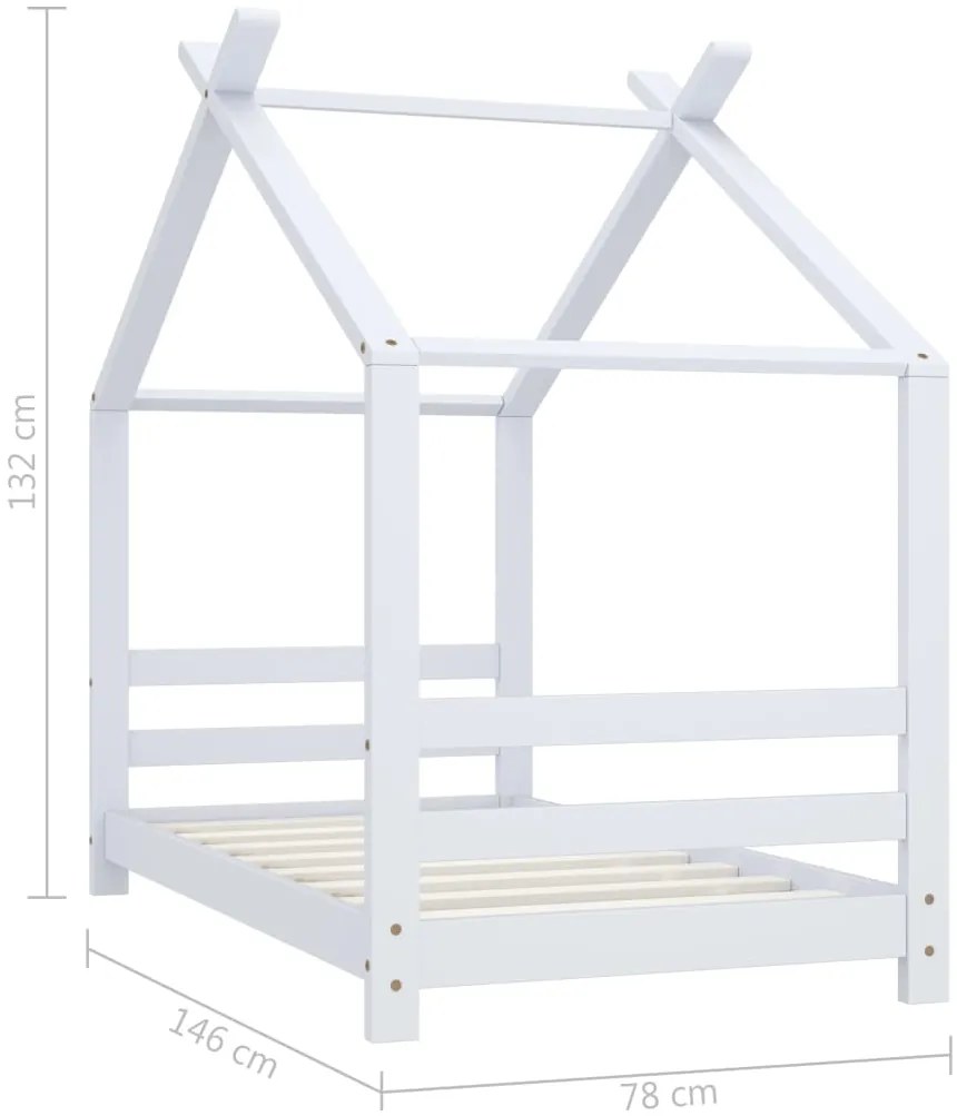 Estrutura de cama para crianças 70x140 cm pinho maciço branco