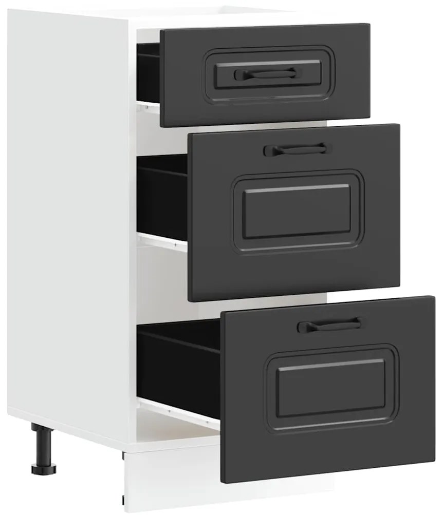 Armário de cozinha baixo Kalmar madeira artificial preto
