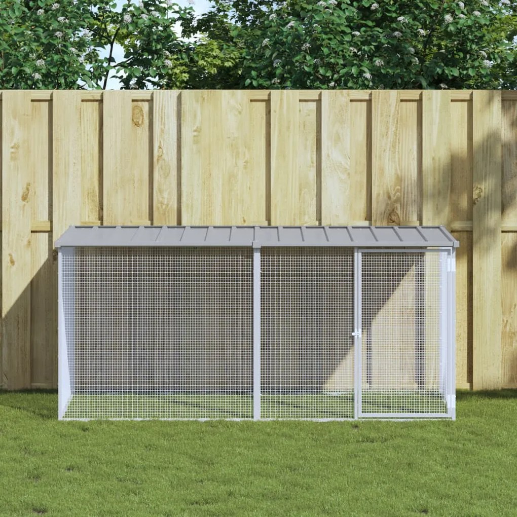 vidaXL Galinheiro com teto 203x98x90 cm aço galvanizado cinza-claro