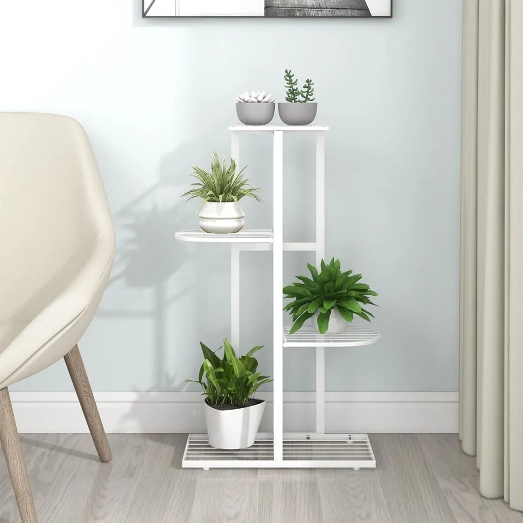 336109 vidaXL Suporte de vasos c/ 4 prateleiras 43x22x76 cm metal branco