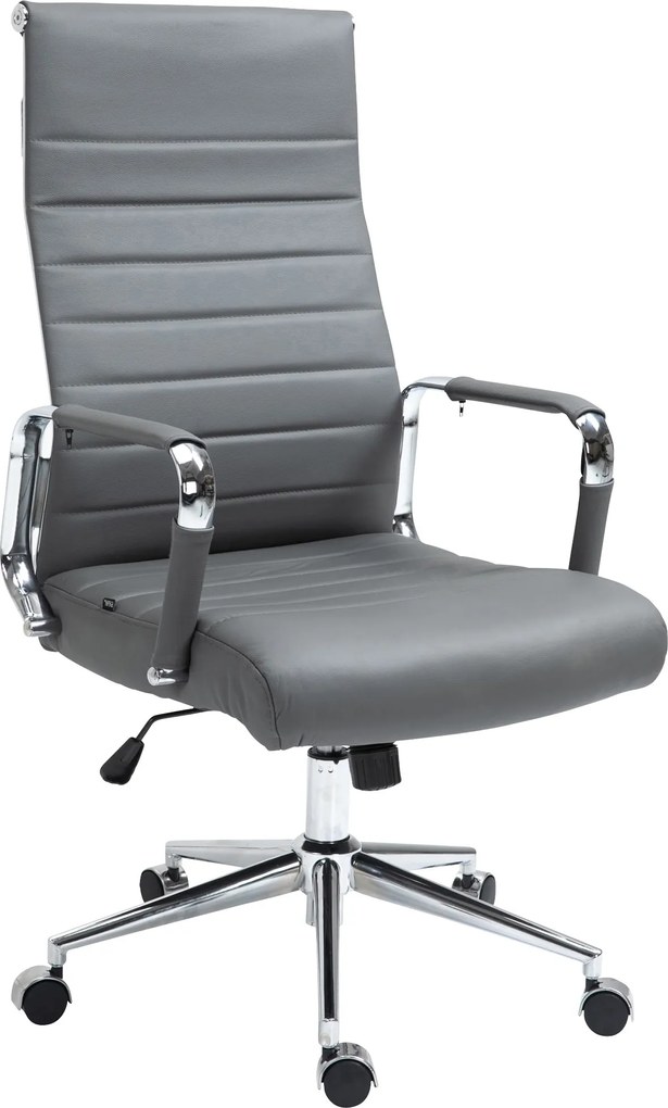 Cadeira de Escritório Kolumbus Couro Genuíno Cinza