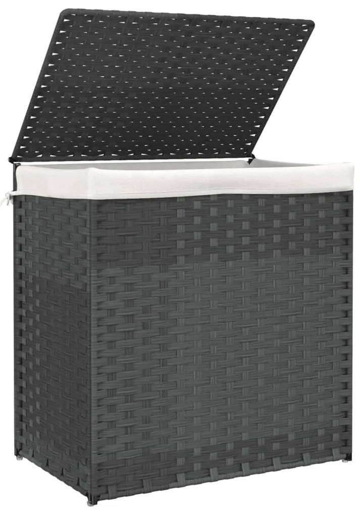 Cesto p/ roupa suja c/ 2 secções 53x35x57 cm vime PE cinzento