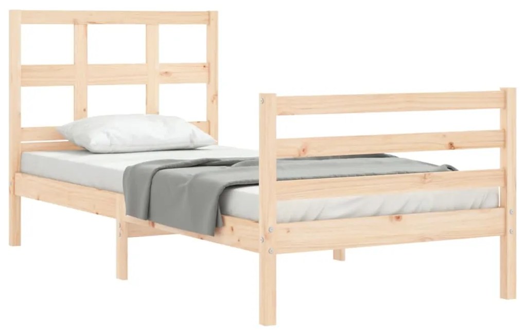Estrutura de cama com cabeceira 90x200 cm madeira maciça