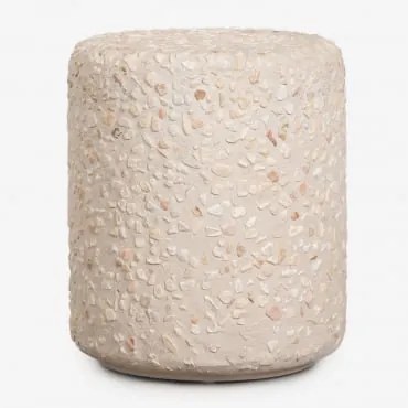 Pack De 2 Mesas De Cabeceira Redondas Ø35 Cm Em Cimento Elyndra Terrazzo Bege - Sklum