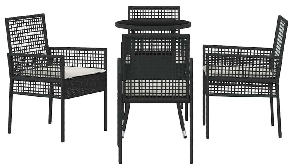 Conjunto de Jantar de 5 Peças para Jardim Preto Polirattan