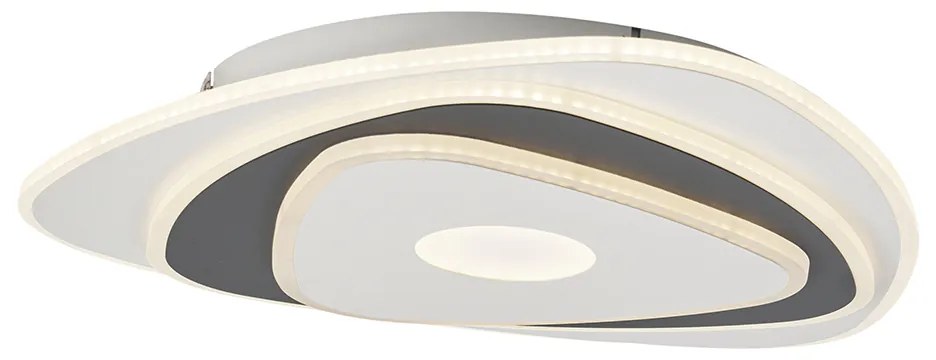Plafon de design branco com forma orgânica cinza escura incl. LED regulável - Taylor
