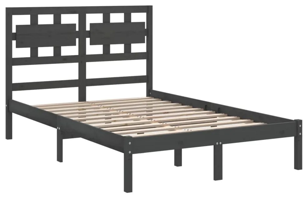 Estrutura de cama king 150x200 cm madeira maciça cinza