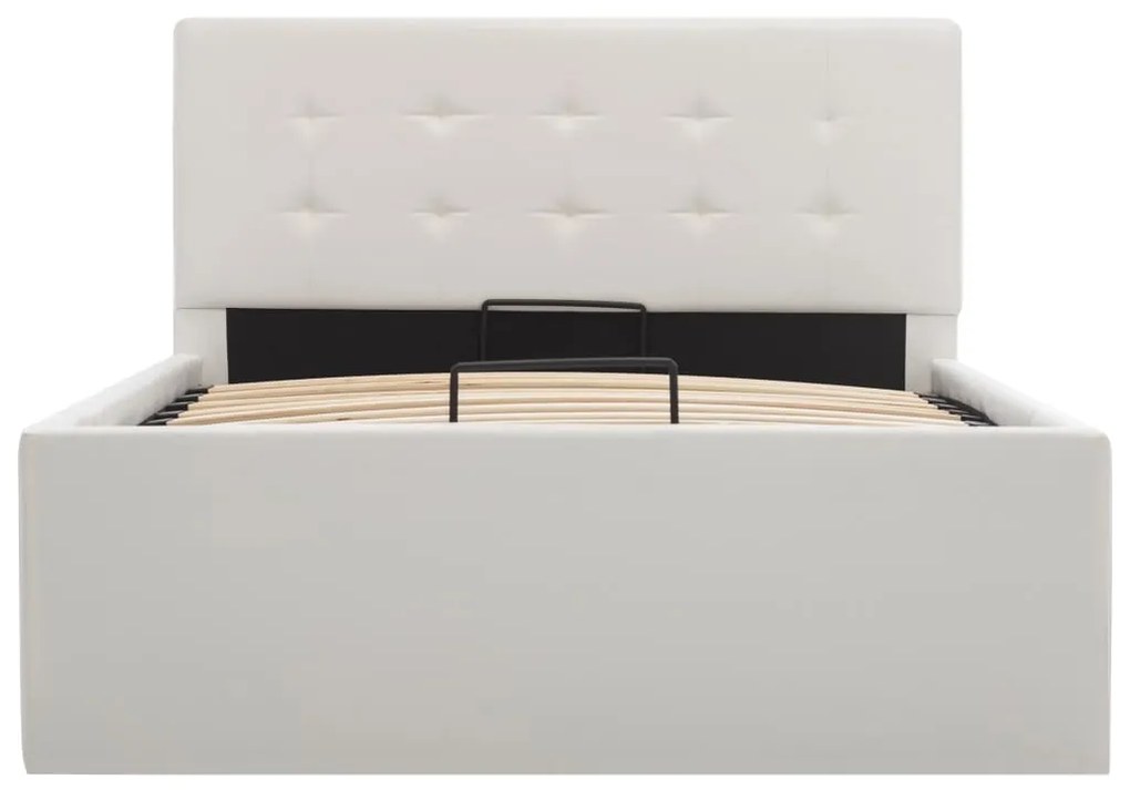 Cama hidráulica c/ arrumação 100x200cm couro artificial branco