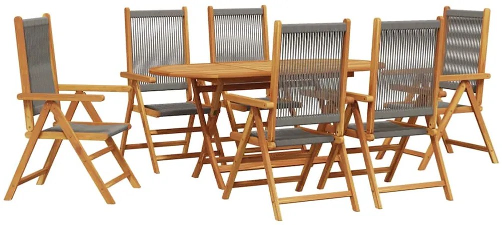 Mesa de Jardim Dobrável Manual 7 pcs Cinzeto