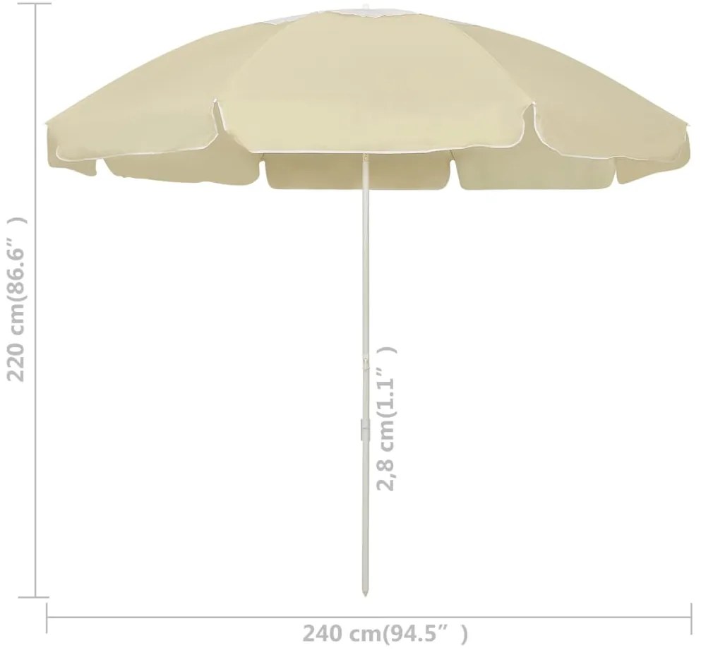 Guarda-sol de praia 240 cm amarelo areia
