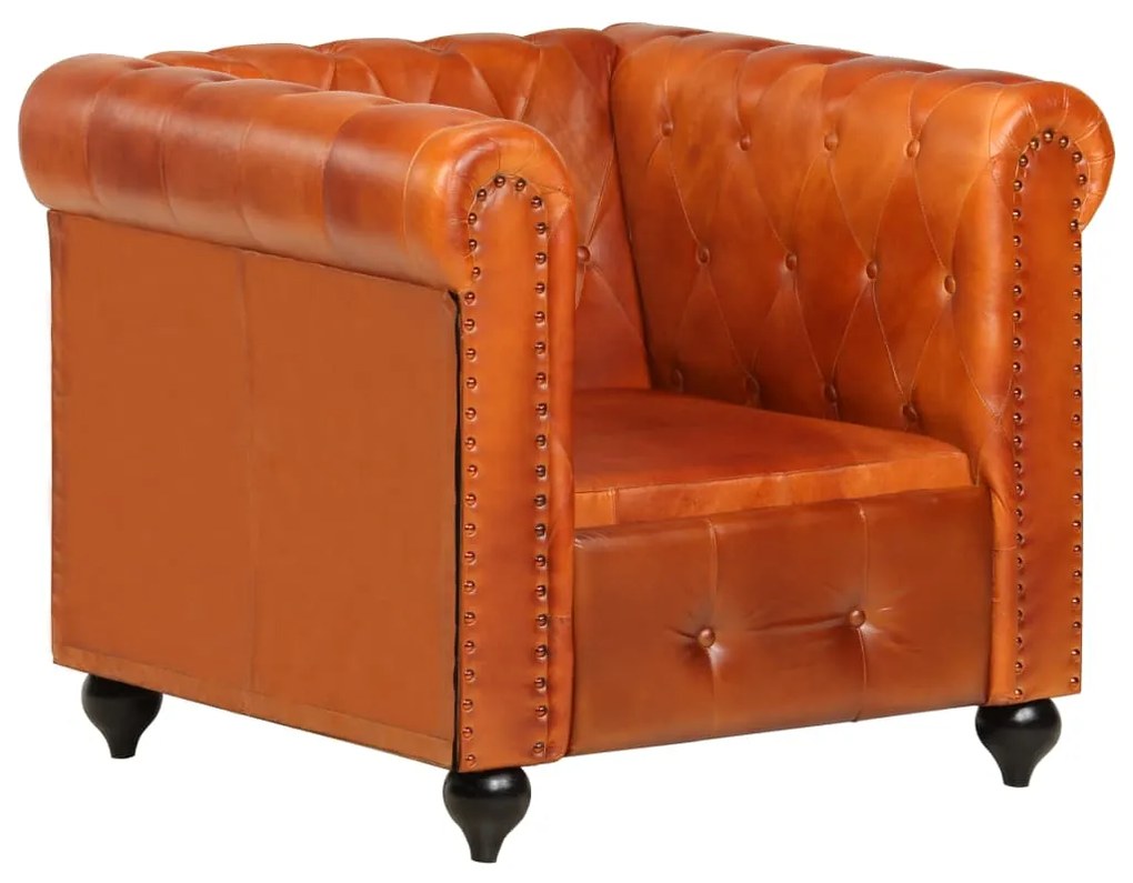 Poltrona chesterfield couro genuíno bronze