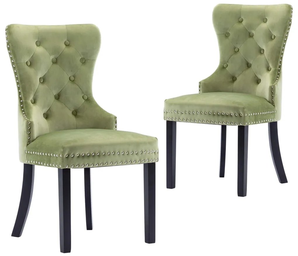 vidaXL Cadeiras de jantar 2 pcs veludo verde-claro