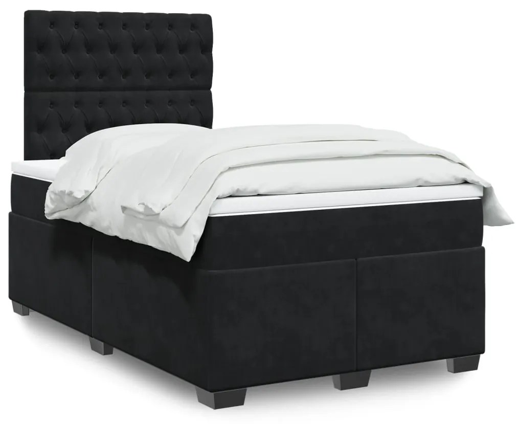 Cama boxspring com colchão 120x190 cm veludo preto