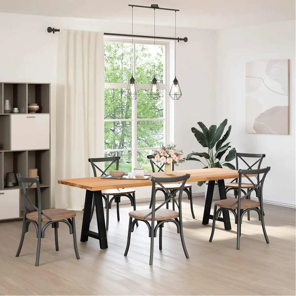 Pés para mesa de jantar em formato A, 2 peças, preto, 50x(72-73) cm, a