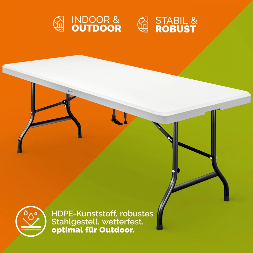 Mesa dobrável de jardim em plástico 220 x 70 x 72 cm Branco