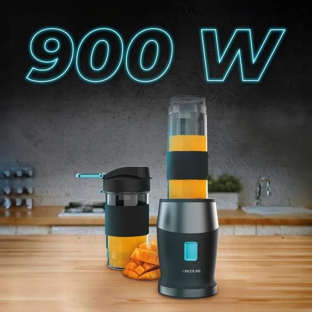 Liquidificador de Smoothies com 2 copos portáteis de 570 ml Power Titanium 900 ProGo , 4 lâminas de titânio e 900 W