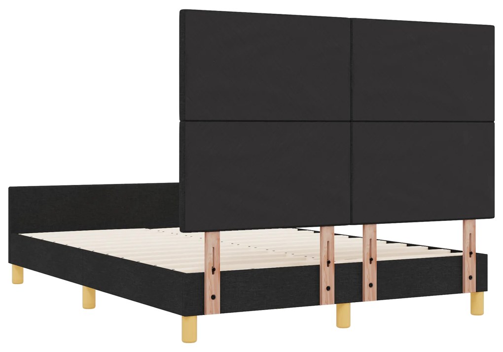 Estrutura de Cama vidaXL Preta 140x190 cm em Tecido