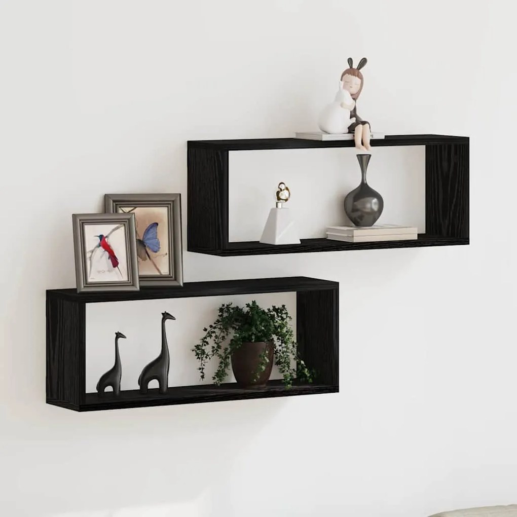 Prateleiras de Parede vidaXL 2 Peças Carvalho Preto 60x15x23 cm Feitas