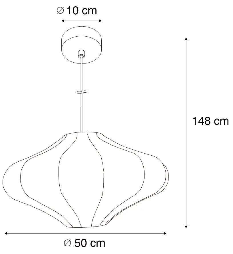 Candeeiro suspenso Japandi bege com abajur de tecido 50cm - Plu Japandi