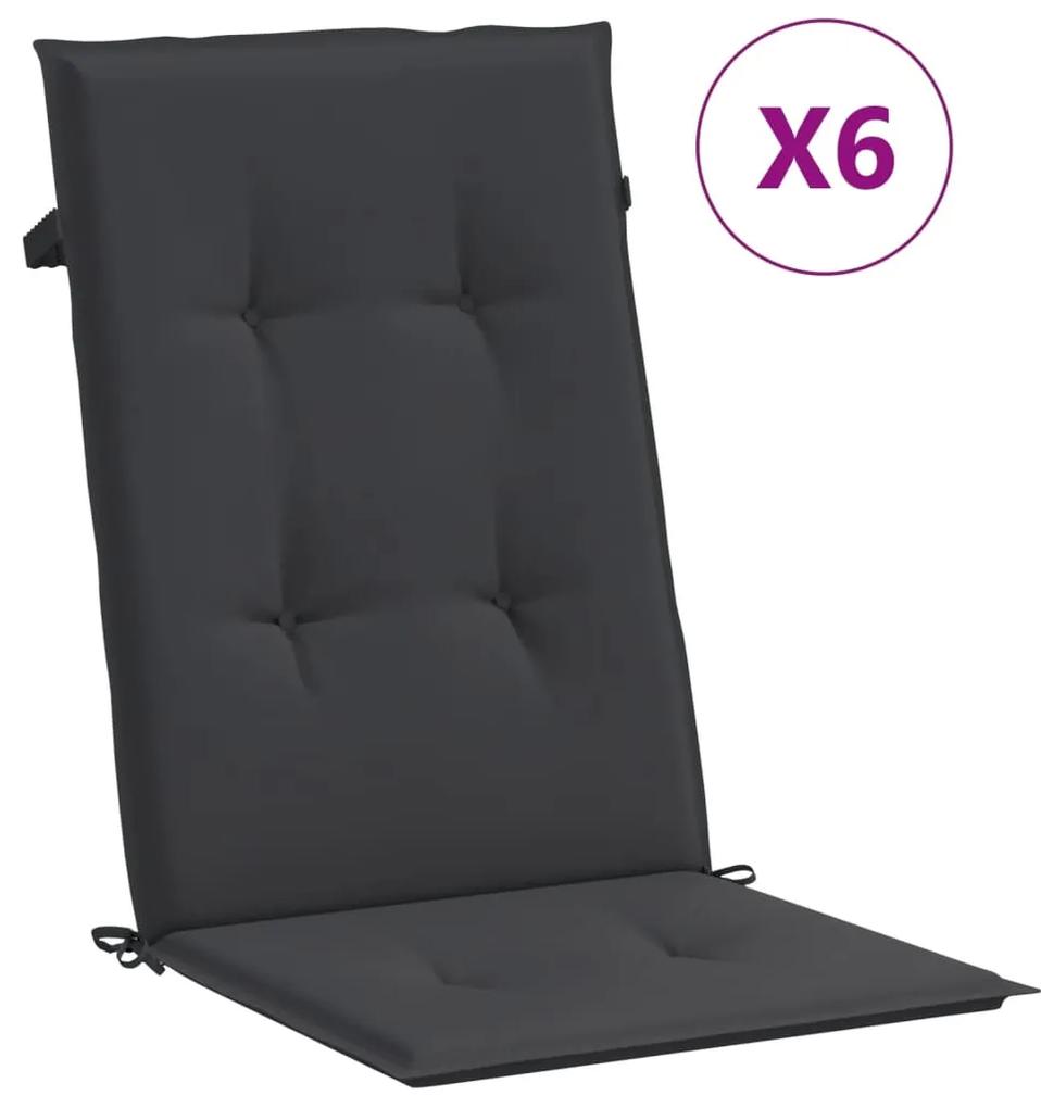 314111 vidaXL Almofadões para cadeiras de jardim 6 pcs 120x50x4 cm preto