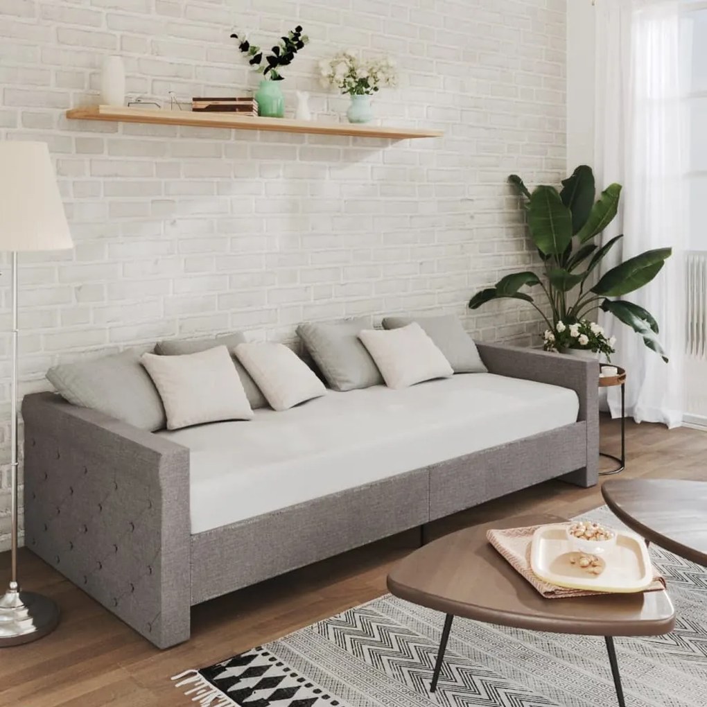 vidaXL Sofá-cama c/ colchão e saída USB 90x200 cm tecido cinza-claro