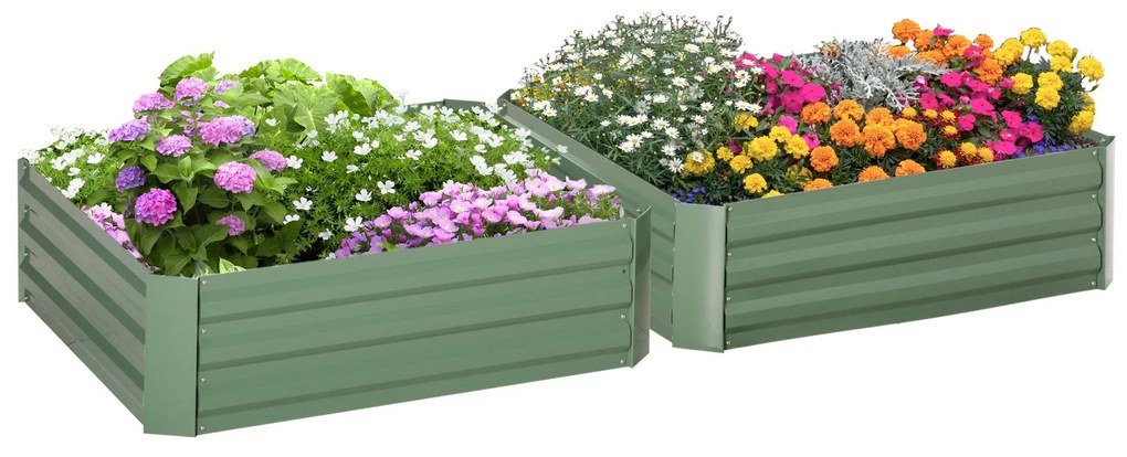 Conjunto de 2 Caixas de Plantio de Aço Caixa de Plantio Quadrada para