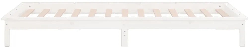 Estrutura cama c/ LED solteiro 75x190 cm madeira maciça branco