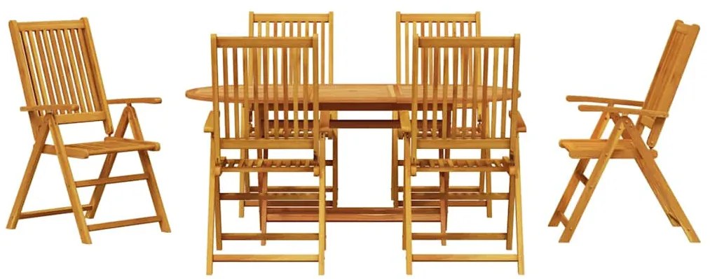 Conjunto de Jantar ao Ar Livre 7 pcs Cor de Madeira de Acácia