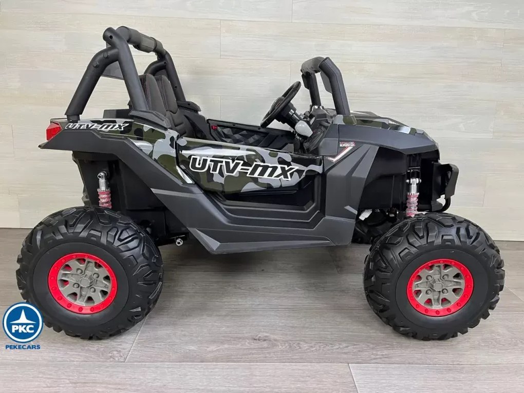 Carro elétrico para crianças Todo terreno Buggy UTV 4x4 MP4 12V 2 Lugares Verde Camuflado