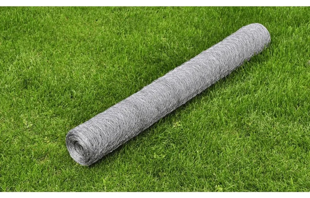 vidaXL Cerca de arame p/ galinheiro 25x0,75 m aço galvanizado prateado
