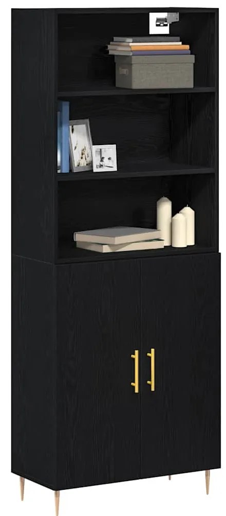 Highboard Carvalho Preto 69.5x34x180 cm Madeira de Engenharia