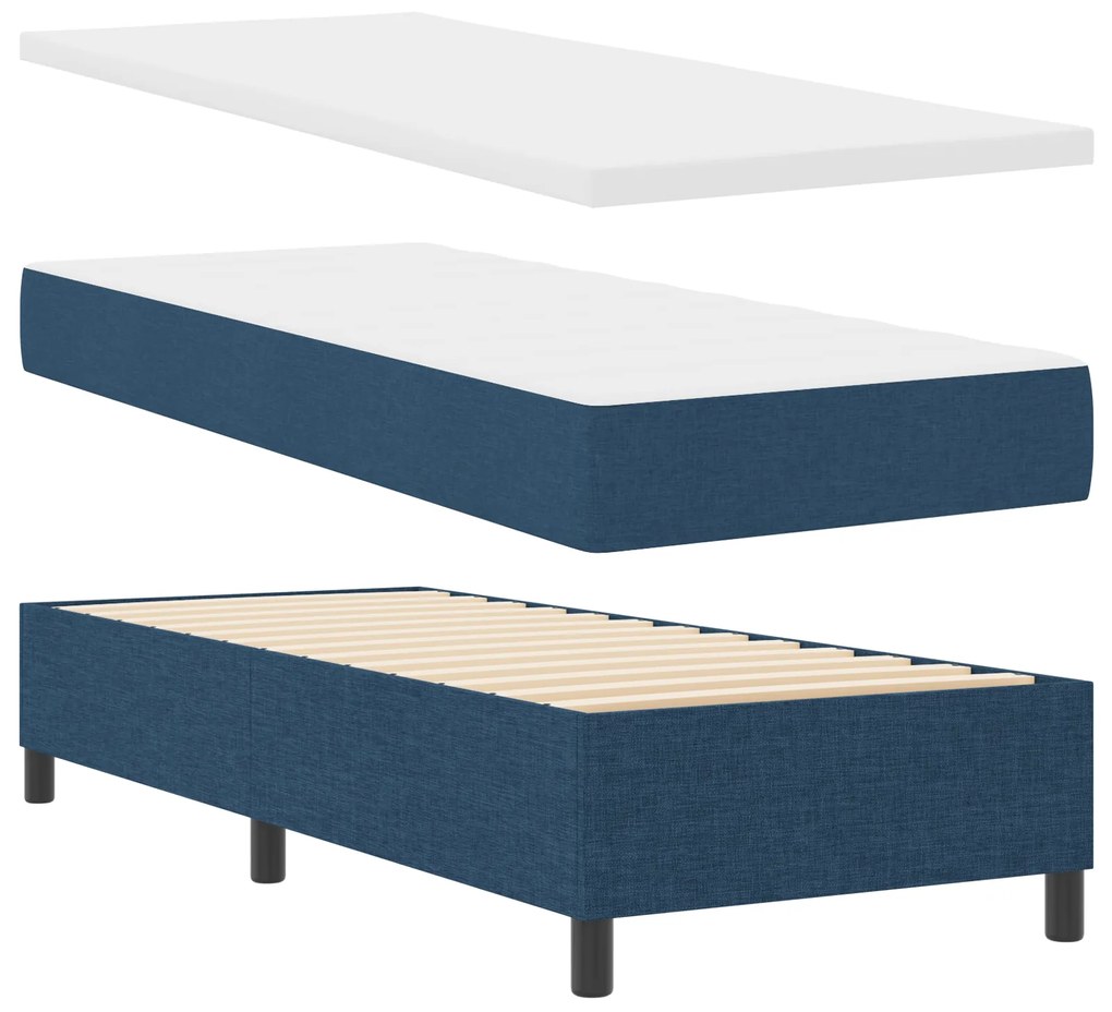 Cama Box Spring com Colchão Azul 80x200 cm Tecido