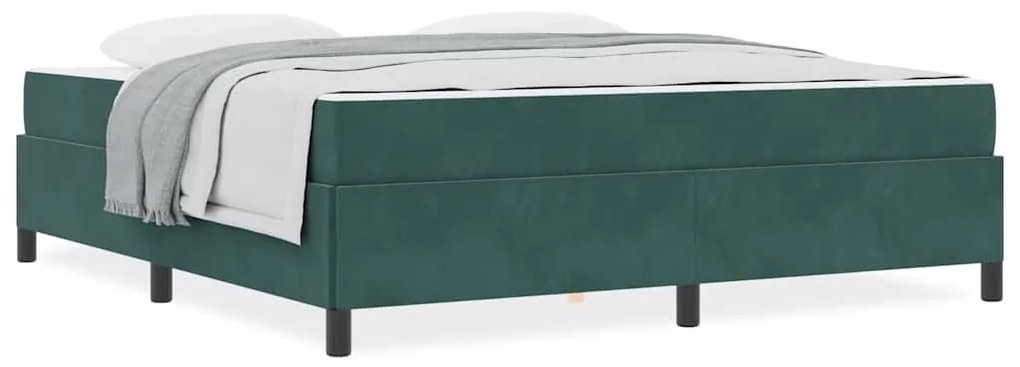 Estrutura da Cama Verde Escuro e Branco 180 x 200 cm Veludo