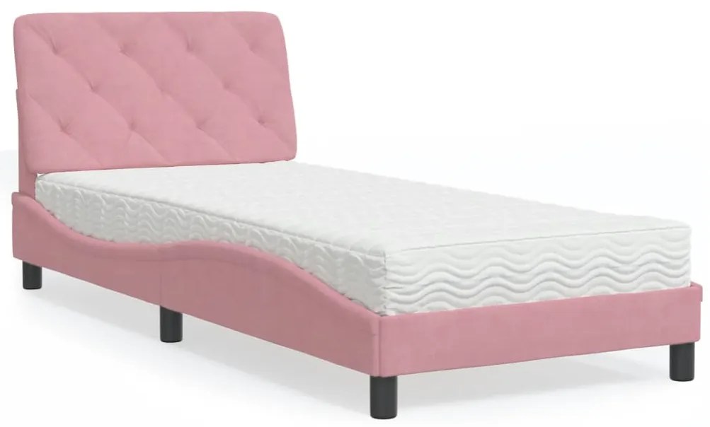 Cama com colchão 80x200 cm veludo rosa