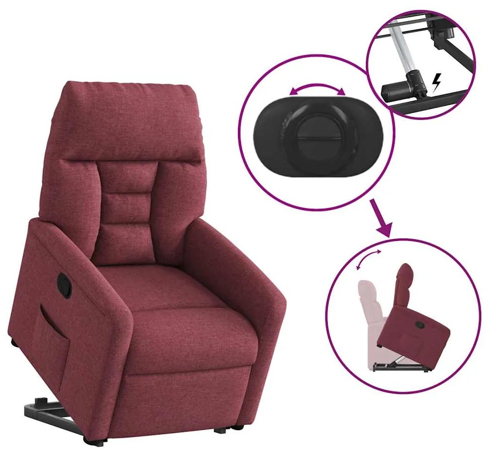 Poltrona reclinável elevatória tecido vermelho tinto