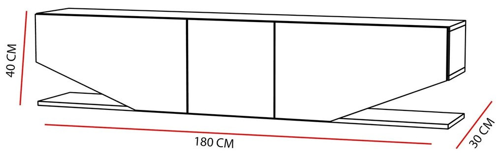 Móvel de TV "Inci" com 3 Portas – 180x40x30 cm – Branco - Design Moder