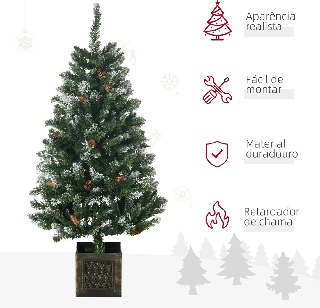 HOMCOM Árvore de Natal Pequena Artificial Ø40x90cm com Luzes LED 116 Ramas  Vaso Desmontável e Suporte de Metal Decoração de Natal para Interior Verde  e Branco - Homcom