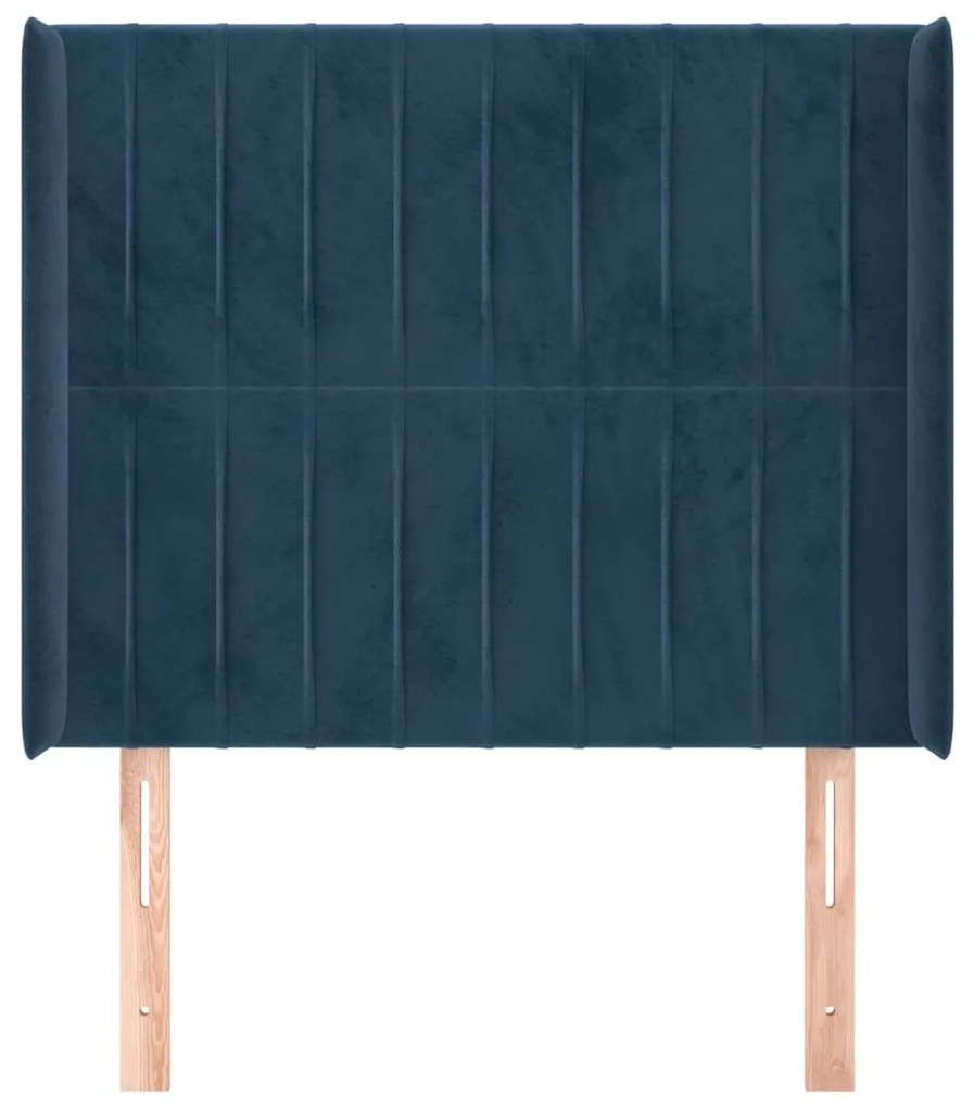 Cabeceira cama c/ abas veludo 93x16x118/128 cm azul-escuro