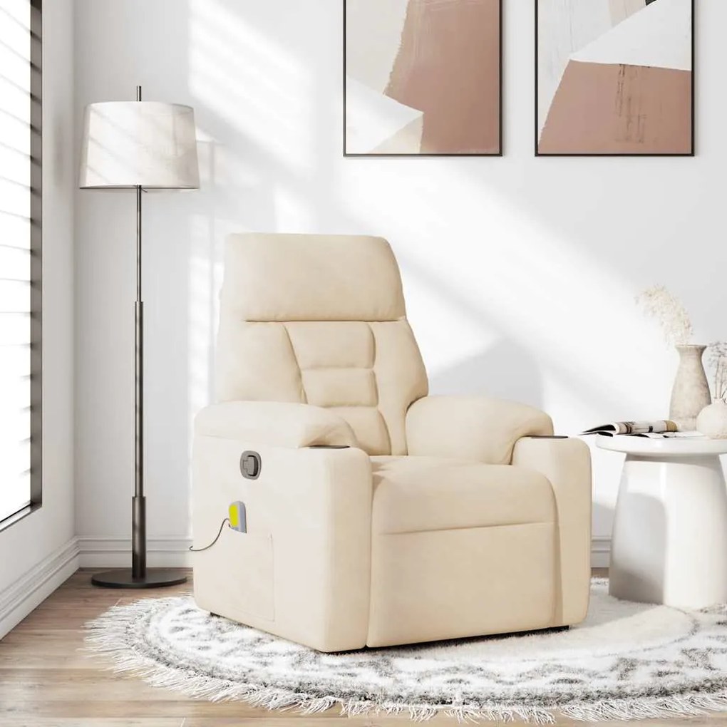 Poltrona de massagens reclinável tecido de microfibra cor bege