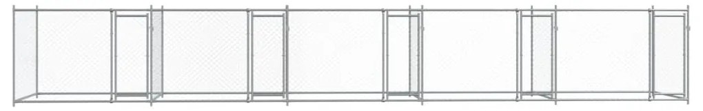 Jaula para cão com portas 10x2x1,5 m aço galvanizado cinzento